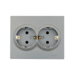 Розетка подвійна з/з LEZARD Vesna сіра 742-3500-127В