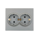 Розетка двойная с/из LEZARD Vesna серая 742-3500-127В