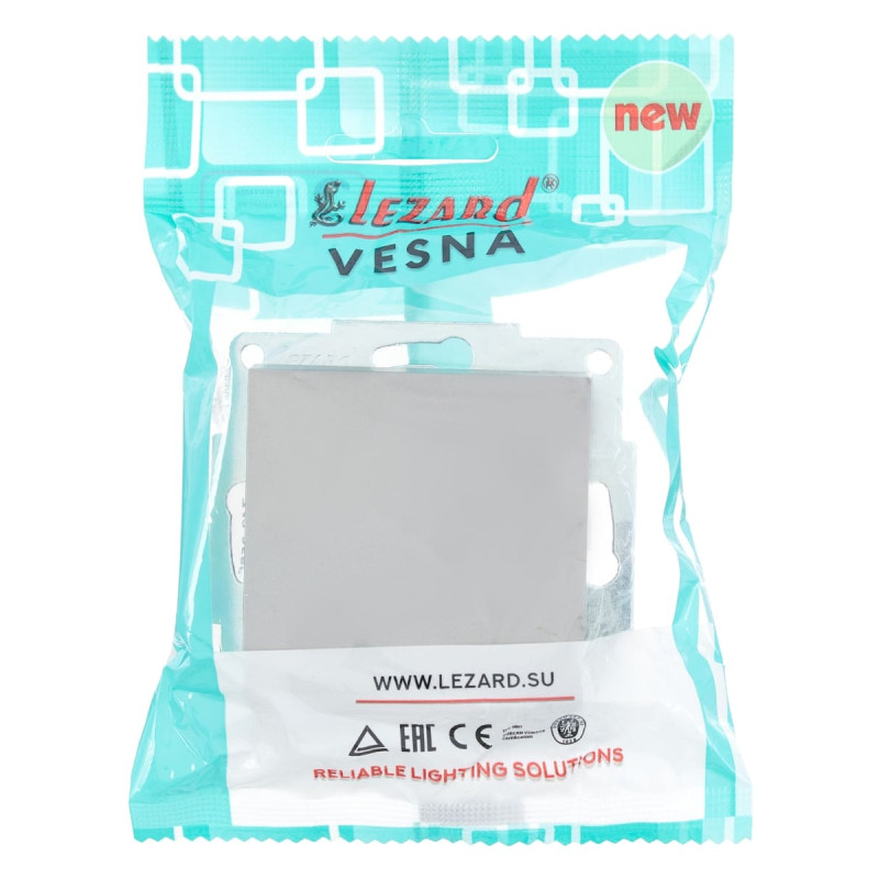 Вимикач одноклавішний LEZARD Vesna сірий 742-3588-100