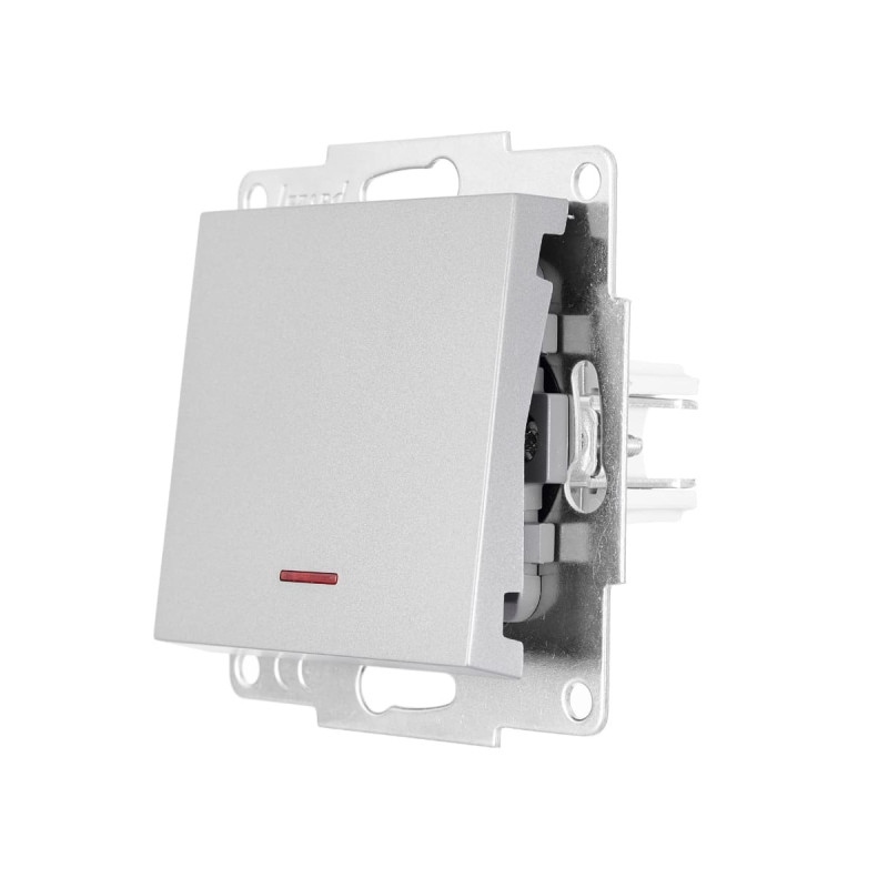 Выключатель одноклавишный с подсветкой LEZARD Vesna серый 742-3588-111