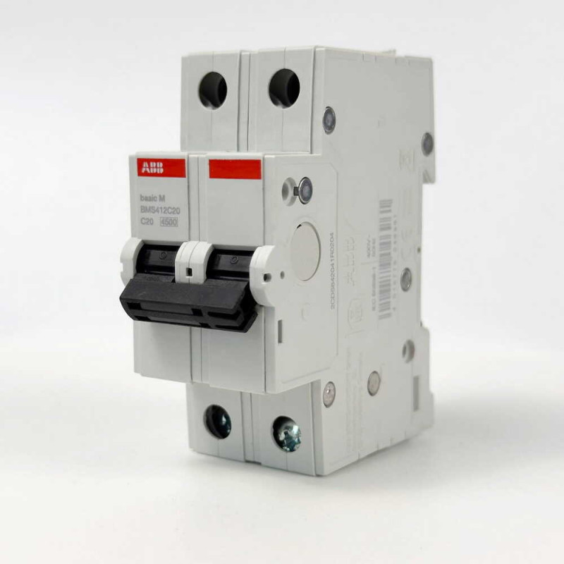 Автоматичний вимикач ABB BMS412-C20 2p 20A тип C серія Basic 2CDS642041R0204