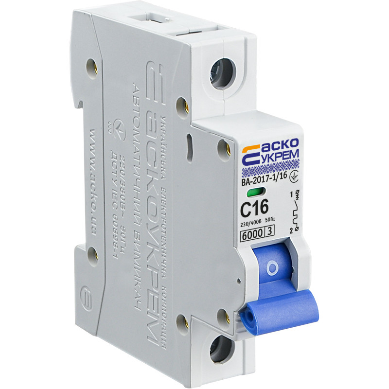 Автоматичний вимикач АСКО-УКРЕМ ВА-2017/С 1р 16А С
