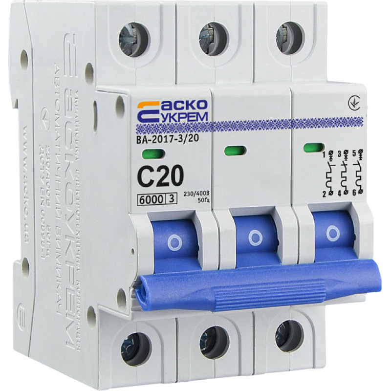 Автоматичний вимикач УКРЕМ ВА-2017/С 3р 20А АСКО A0010170022