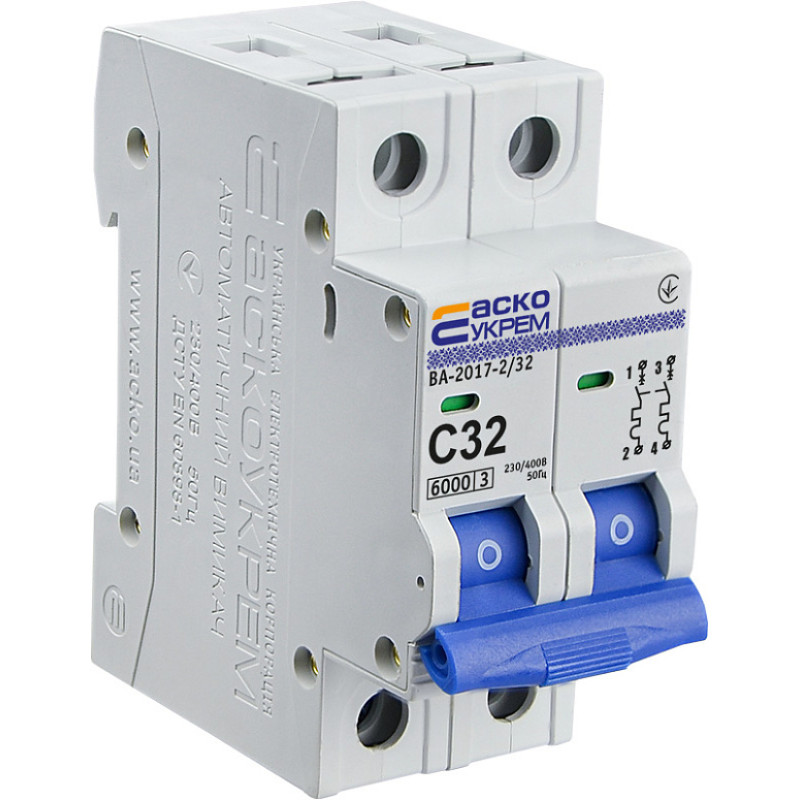 Автоматичний вимикач УКРЕМ ВА-2017/С 2р 32А АСКО A0010170015