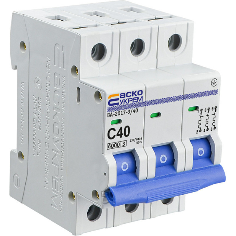 Автоматический выключатель АСКО-УКРЕМ ВА-2017 3P 40А C A0010170025