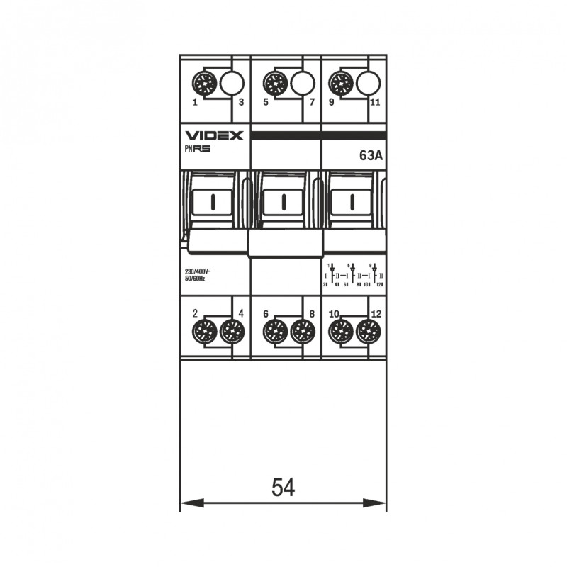 Перемикач навантаження 3п 63А VIDEX RESIST (VF-RS-PN363)
