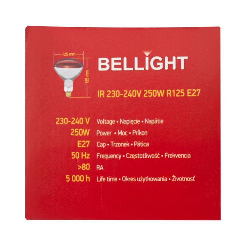 Інфрачервона дзеркальна лампа (ИКЗК) R125 E27 250 Вт 230В BELLIGHT