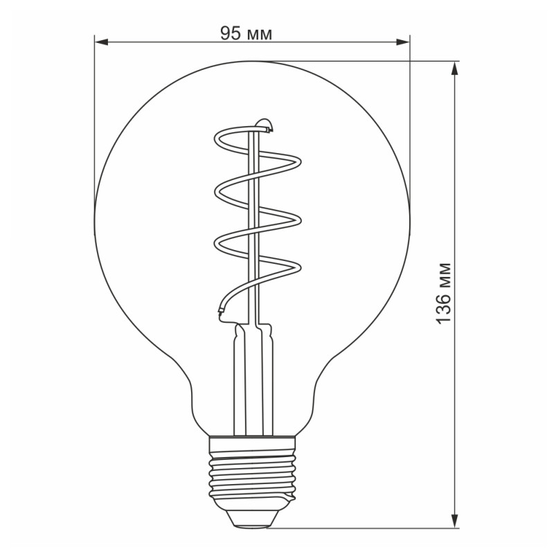 Лампа LED VIDEX Filament G95FGD 4W E27 2100K (VL-G95FGD-04272)