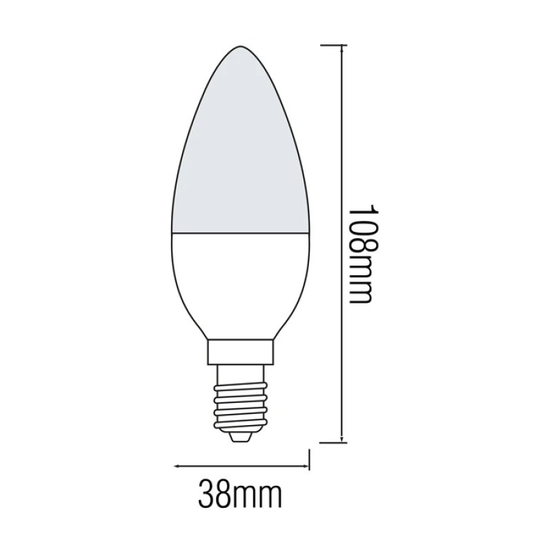Лампа свеча SMD LED 8W 6400K E14 800Lm 175-250V Horoz Electric (001-003-0008-010)