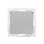 Розетка одинарная с/з с крышкой LEZARD Vesna серая 742-3588-123B