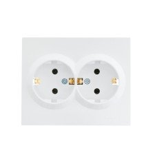 Розетка двойная с/з LEZARD Vesna белый 742-0200-127В