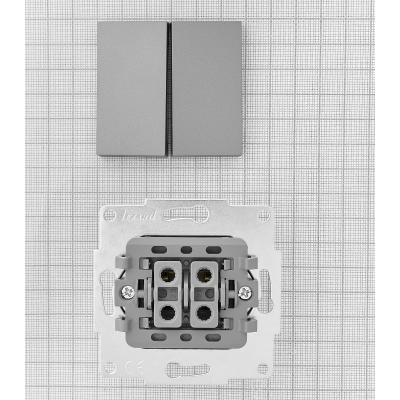 Вимикач двоклавішний LEZARD Vesna сірий 742-3588-101