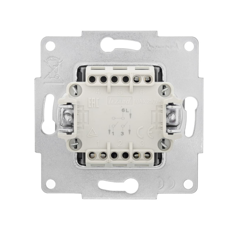 Вимикач двоклавішний LEZARD Vesna сірий 742-3588-101