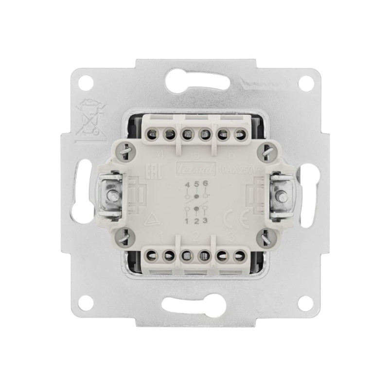 Выключатель двухклавишный проходной LEZARD Vesna серый 742-3588-106