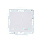 Выключатель двухклавишный с подсветкой LEZARD Vesna белый 742-0288-112