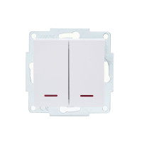 Выключатель двухклавишный с подсветкой LEZARD Vesna белый 742-0288-112