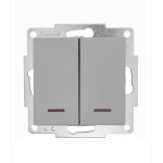 Выключатель двухклавишный с подсветкой LEZARD Vesna серый 742-3588-112