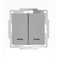 Выключатель двухклавишный с подсветкой LEZARD Vesna серый 742-3588-112