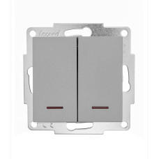 Выключатель двухклавишный с подсветкой LEZARD Vesna серый 742-3588-112