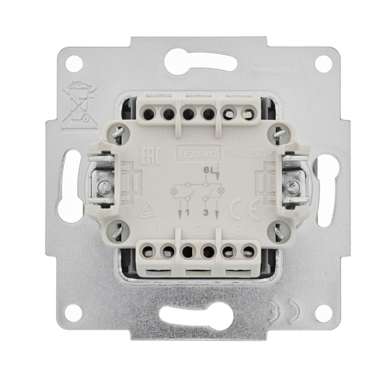 Выключатель двухклавишный с подсветкой LEZARD Vesna серый 742-3588-112