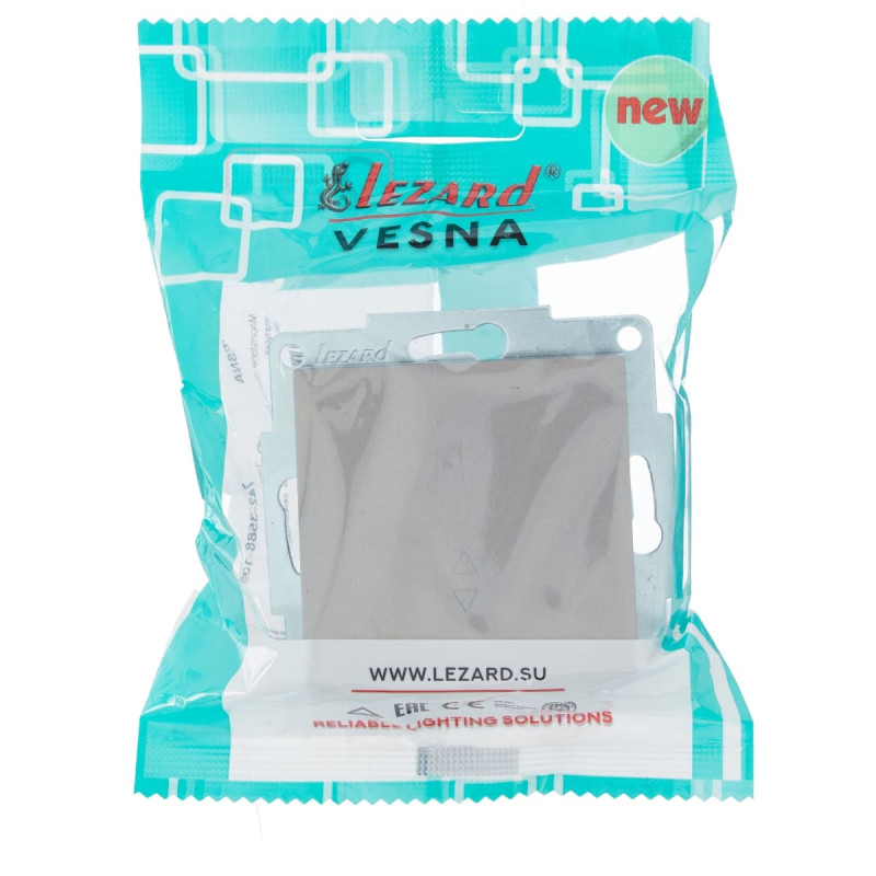 Выключатель одноклавишный проходной LEZARD Vesna серый 742-3588-105