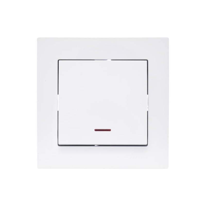 Выключатель одноклавишный с подсветкой LEZARD Vesna белый 742-0288-111