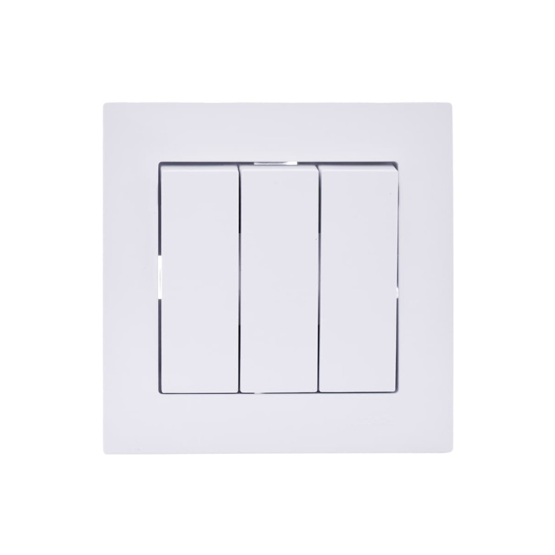 Вимикач трьохклавішний LEZARD Vesna білий 742-0288-109