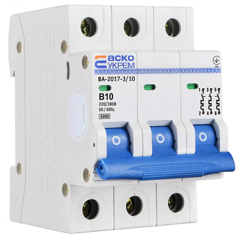 Автоматический выключатель УКРЕМ ВА-2017/B 3р 10А АСКО (A0010170064)
