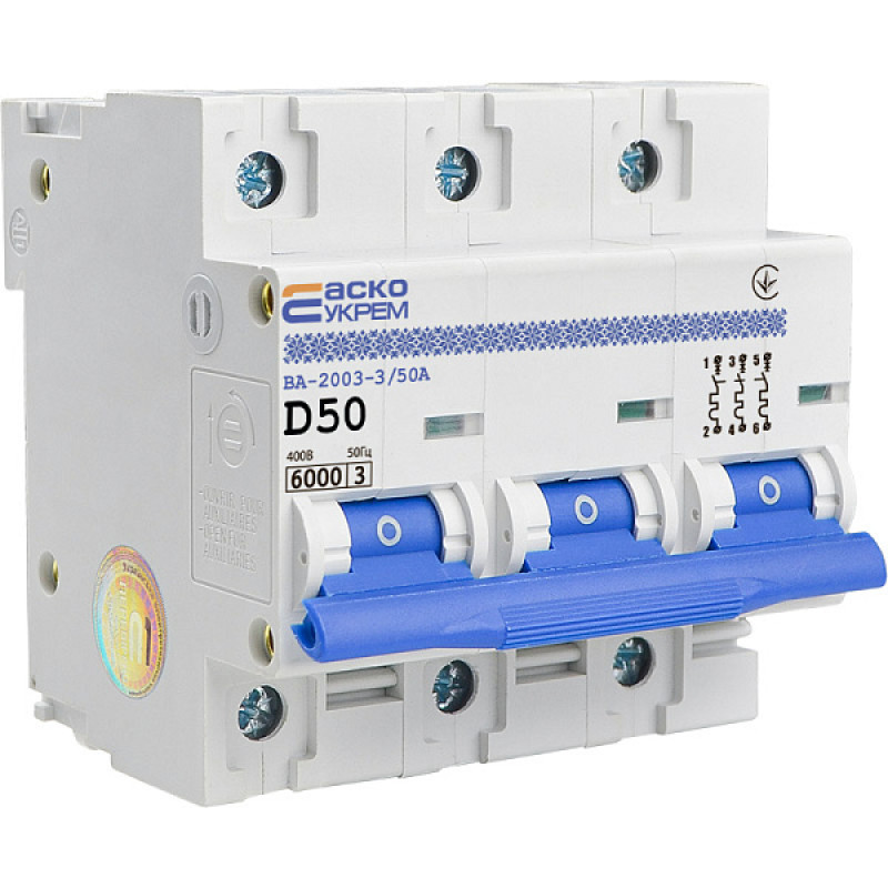 Автоматичний вимикач ВА-2003 3р 50А типD АСКО (A0010030001)