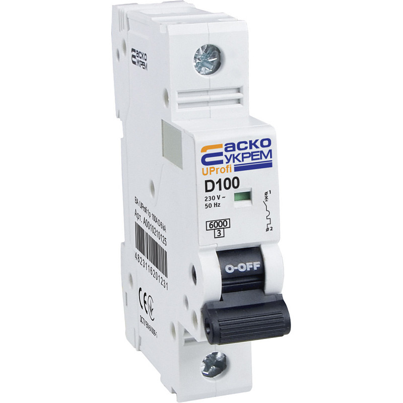 Модульный автоматический выключатель UProfi 1р 100А D 6kА АСКО (A0010210125)