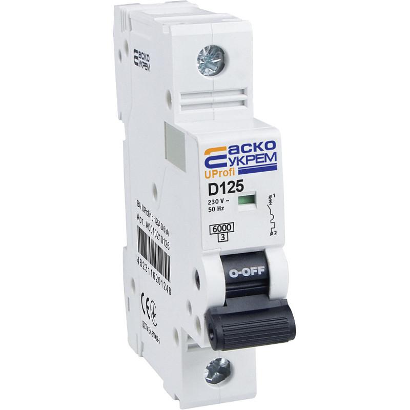 Модульний автоматичний вимикач UProfi 1р 125А D 6kА АСКО (A0010210126)
