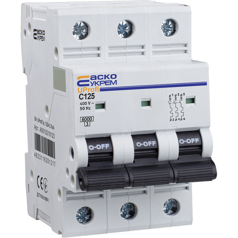 Модульный автоматический выключатель UProfi 3р 125А C 6kА АСКО (A0010210123)