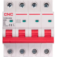 Модульный автоматический выключатель YCB9-80M 4Р 6КА тип С 63А, CNC (Б00045916)