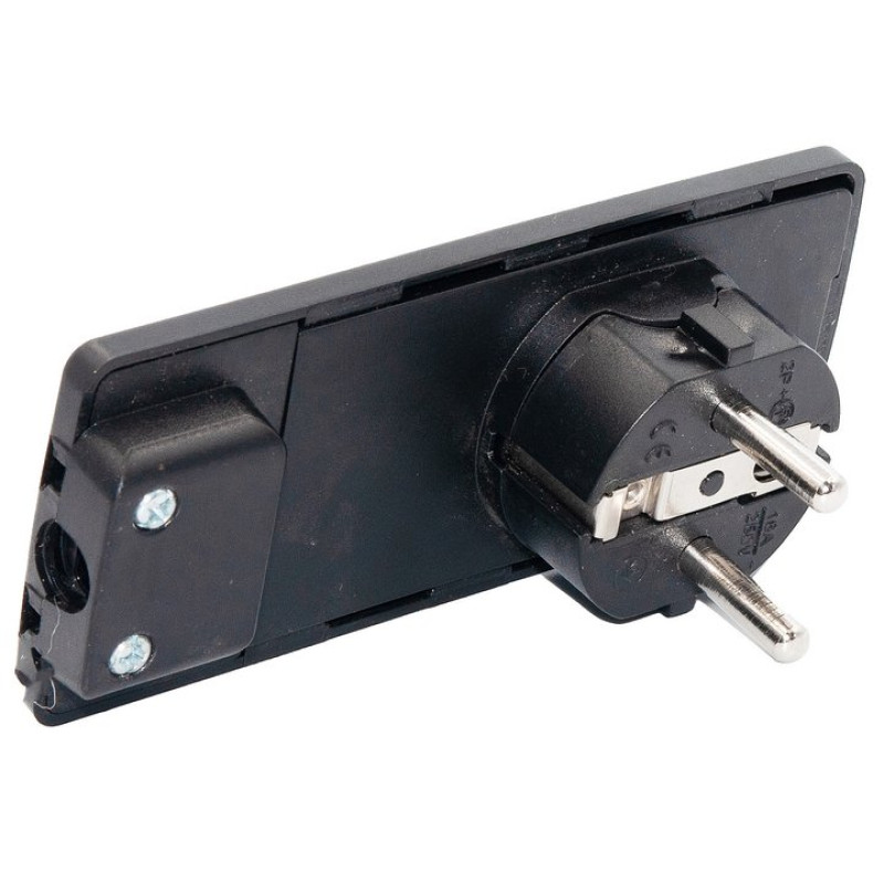 Вилка ультра тонкая с подвижным контактом и заземлением NX1130 NEOMAX черная