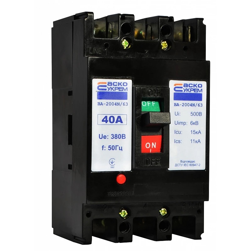 Автоматичний вимикач УКРЕМ ВА-2004N/63 3р 40А АСКО (A0010040063)