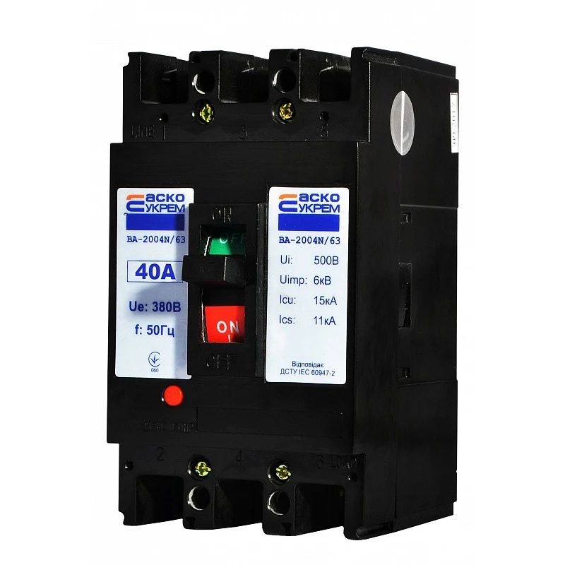 Автоматичний вимикач УКРЕМ ВА-2004N/63 3р 40А АСКО (A0010040063)