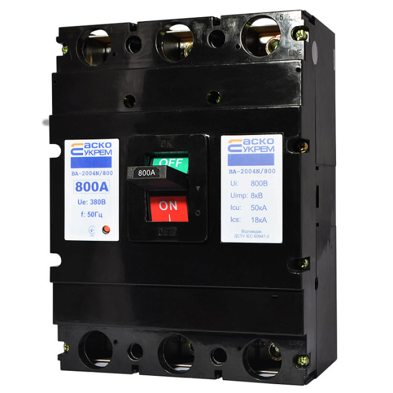 Автоматический выключатель УКРЕМ ВА-2004N/800 3р 800А АСКО (A0010040076)