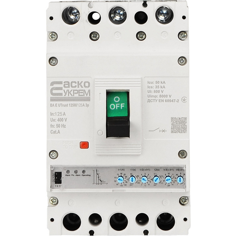 Силовий автоматичний вимикач з електронним розчіплювачем UTrust 125M/125А 3P АСКО A0010260003