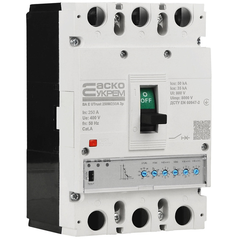 Силовой автоматический выключатель с электронным расцепителем UTrust 250M/250А 3P АСКО A0010260004