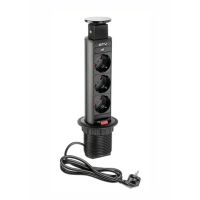 Удлинитель GTV выдвижной врезной d60mm 3 гнезда schucko черный AE-BPW3S60-20