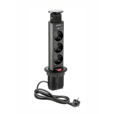 Удлинитель GTV выдвижной врезной d60mm 3 гнезда schucko черный AE-BPW3S60-20