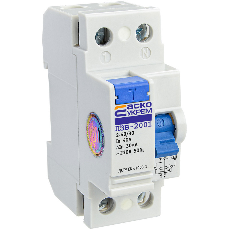Устройство защитного отключения АСКО-УКРЕМ УЗО-2001 2р 40А 30mA A0020010005