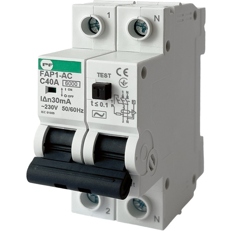 Дифференциальный автомат Промфактор 2р 40А 30мА тип АС (FAP 1) АЗВ (FAP01C40030AC)