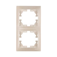 Рамка двухместная вертикальная MIRA жемчужно-белый перламутр без вставок 701-3000-152