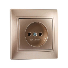 Розетка одинарная без заземления MIRA светло-коричневый перламутр со вставкой 701-3131-121В