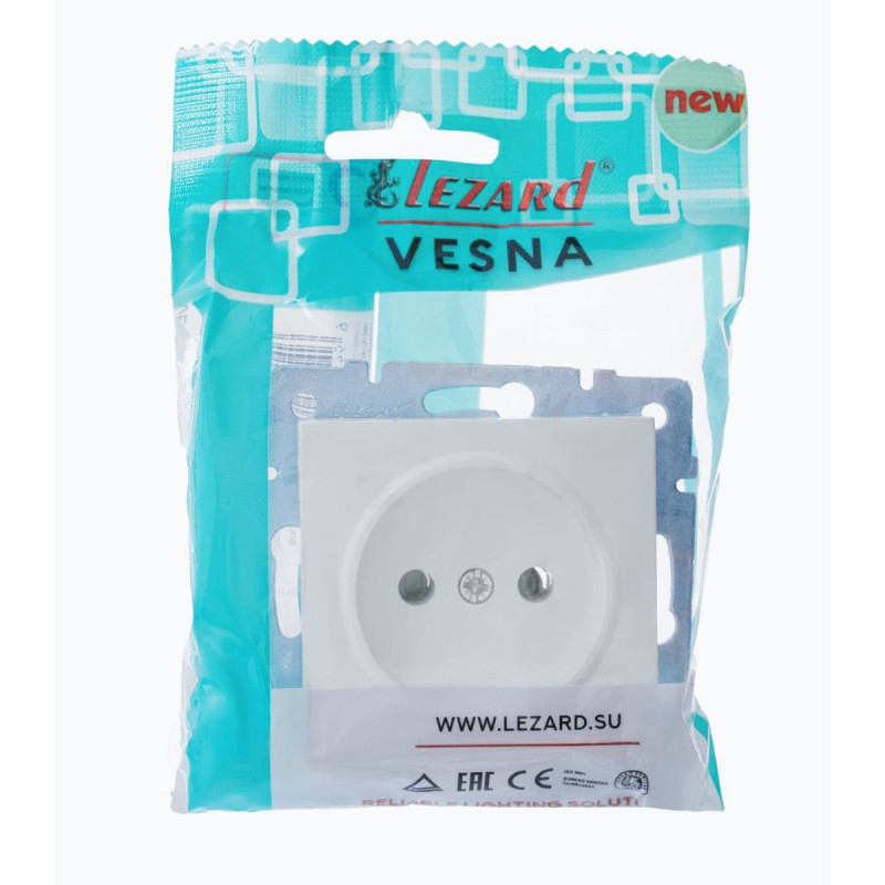 Розетка одинарная б/з LEZARD Vesna белый 742-0288-121В