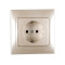 Розетка одинарная с заземлением MIRA жемчужно-белый перламутр со вставкой 701-3030-122