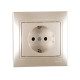 Розетка одинарная с заземлением MIRA жемчужно-белый перламутр со вставкой 701-3030-122