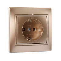 Розетка одинарная с заземлением MIRA светло-коричневый перламутр со вставкой 701-3131-122