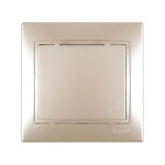 Розетка одинарная с заземлением и крышкой MIRA жемчужно-белый перламутр со вставкой 701-3030-123